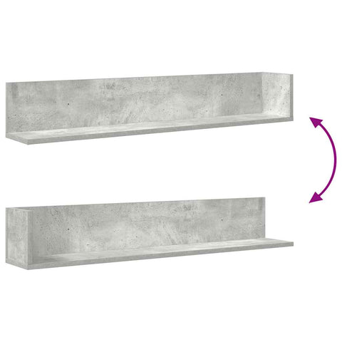 vidaXL Wall Shelves 2 pcs Concrete Grey 100x16.5x16.5 cm Engineered Wood