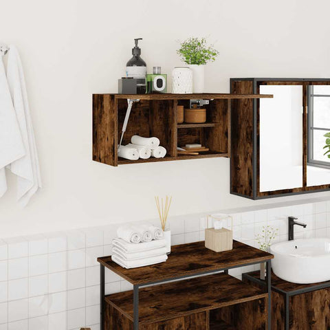 vidaXL Bathroom Wall Cabinet Smoked Oak 60x25x30 cm Engineered Wood