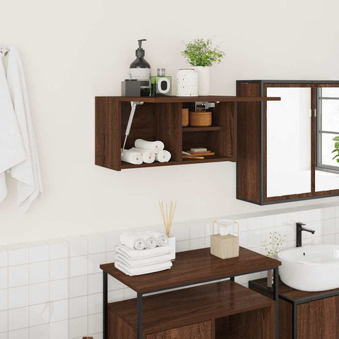 vidaXL Bathroom Wall Cabinet Brown Oak 60x25x30 cm Engineered Wood
