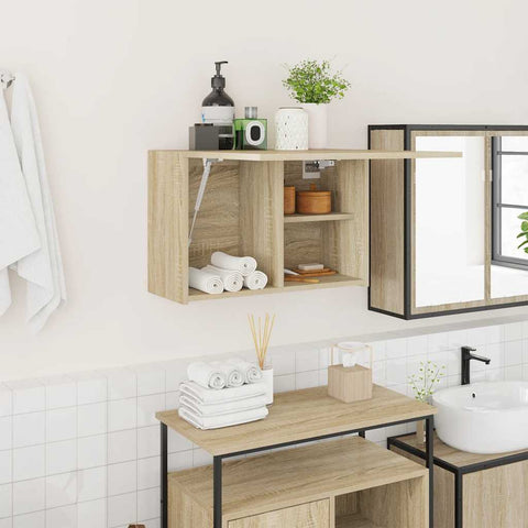 vidaXL Bathroom Wall Cabinet Sonoma Oak 60x25x40 cm Engineered Wood