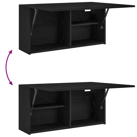 vidaXL Bathroom Wall Cabinet Black 80x25x40 cm Engineered Wood