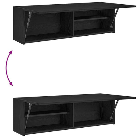 vidaXL Bathroom Wall Cabinet Black 100x25x30 cm Engineered Wood