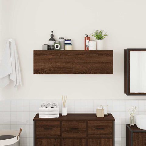 vidaXL Bathroom Wall Cabinet Brown Oak 100x25x30 cm Engineered Wood