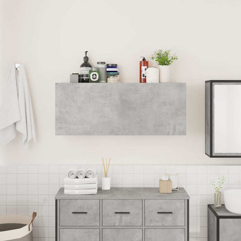 vidaXL Bathroom Wall Cabinet Concrete Grey 100x25x40 cm Engineered Wood