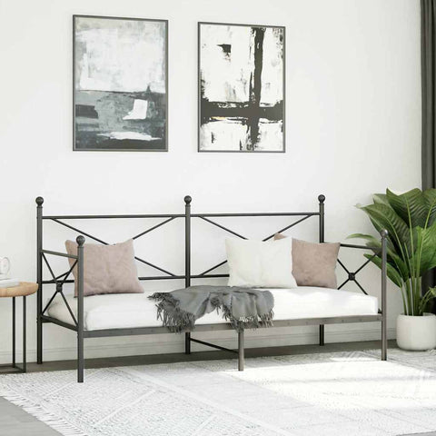 vidaXL Day Bed without Mattress Black 80x200 cm Steel