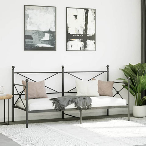 vidaXL Day Bed without Mattress Black 90x200 cm Steel