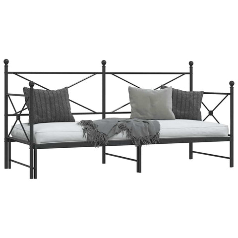 vidaXL Daybed with Trundle without Mattress Black 80x200 cm Steel