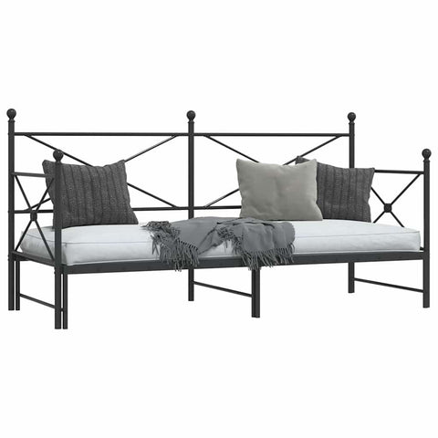 vidaXL Daybed with Trundle without Mattress Black 90x200 cm Steel