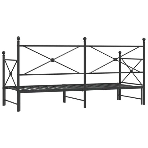 vidaXL Daybed with Trundle without Mattress Black 90x200 cm Steel