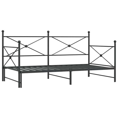 vidaXL Daybed with Trundle without Mattress Black 100x190 cm Steel