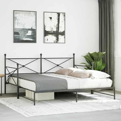 vidaXL Daybed with Trundle without Mattress Black 100x190 cm Steel