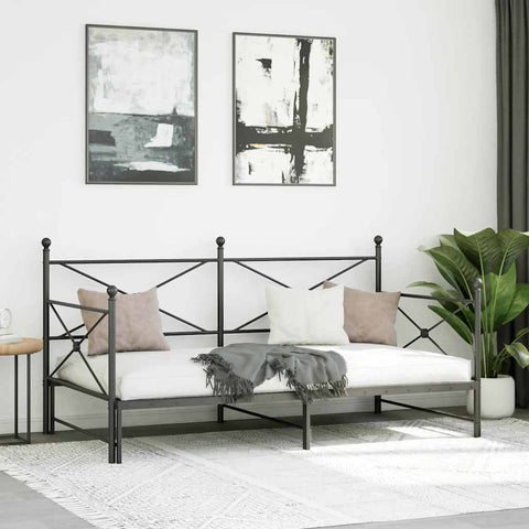 vidaXL Daybed with Trundle without Mattress Black 100x190 cm Steel