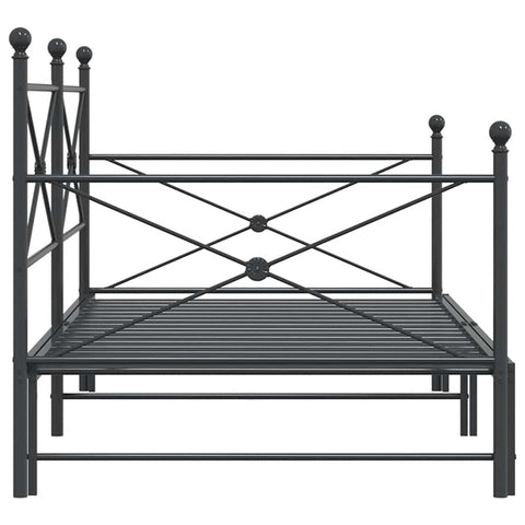 vidaXL Daybed with Trundle without Mattress Black 100x190 cm Steel