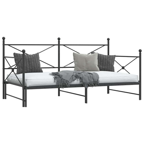 vidaXL Daybed with Trundle without Mattress Black 100x200 cm Steel