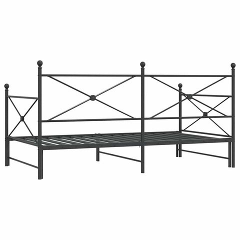 vidaXL Daybed with Trundle without Mattress Black 100x200 cm Steel