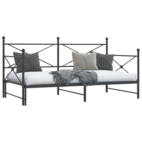 vidaXL Daybed with Trundle without Mattress Black 107x203 cm Steel