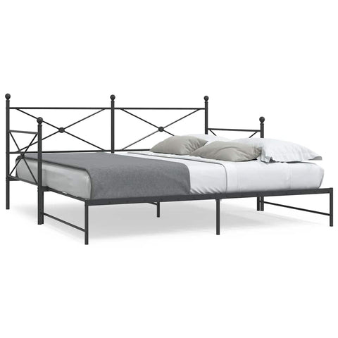 vidaXL Daybed with Trundle without Mattress Black 107x203 cm Steel