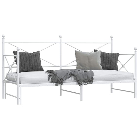 vidaXL Daybed with Trundle without Mattress White 90x190 cm Steel