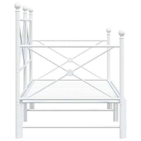vidaXL Daybed with Trundle without Mattress White 90x190 cm Steel