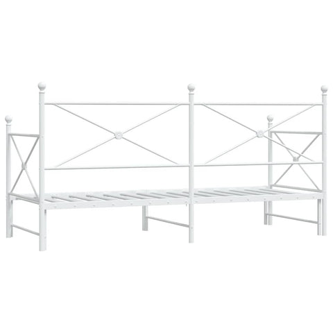 vidaXL Daybed with Trundle without Mattress White 90x190 cm Steel