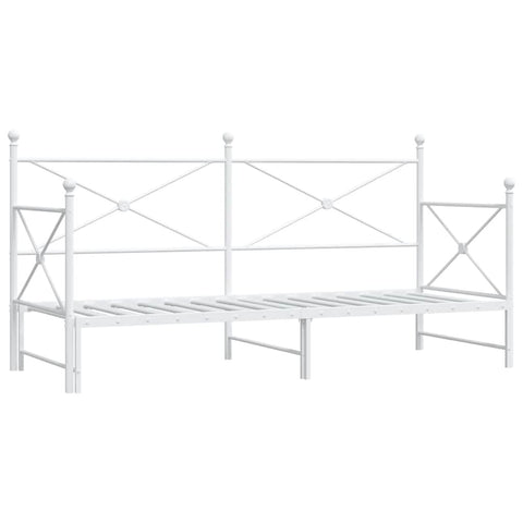 vidaXL Daybed with Trundle without Mattress White 90x200 cm Steel