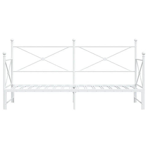 vidaXL Daybed with Trundle without Mattress White 90x200 cm Steel