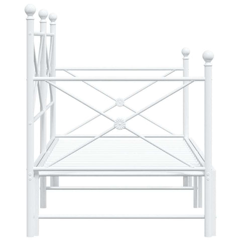 vidaXL Daybed with Trundle without Mattress White 90x200 cm Steel