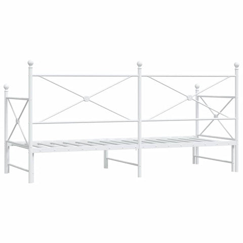 vidaXL Daybed with Trundle without Mattress White 90x200 cm Steel