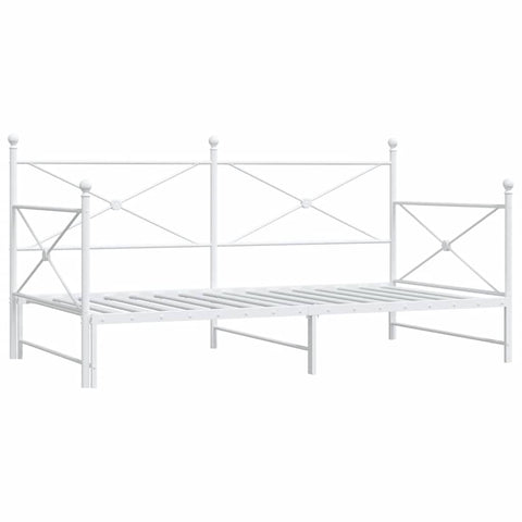 vidaXL Daybed with Trundle without Mattress White 100x190 cm Steel