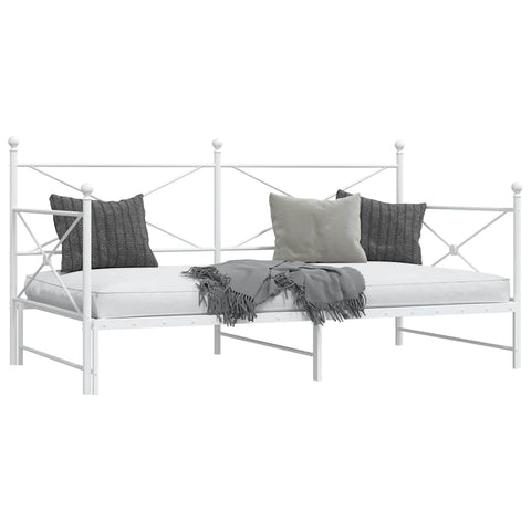 vidaXL Daybed with Trundle without Mattress White 100x190 cm Steel