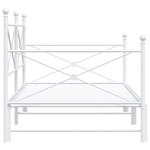 vidaXL Daybed with Trundle without Mattress White 100x190 cm Steel