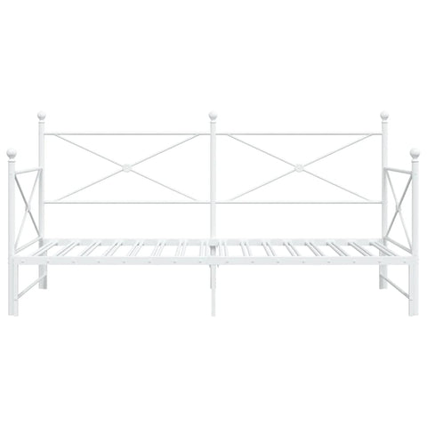 vidaXL Daybed with Trundle without Mattress White 107x203 cm Steel