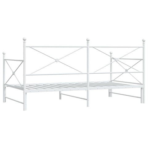 vidaXL Daybed with Trundle without Mattress White 107x203 cm Steel