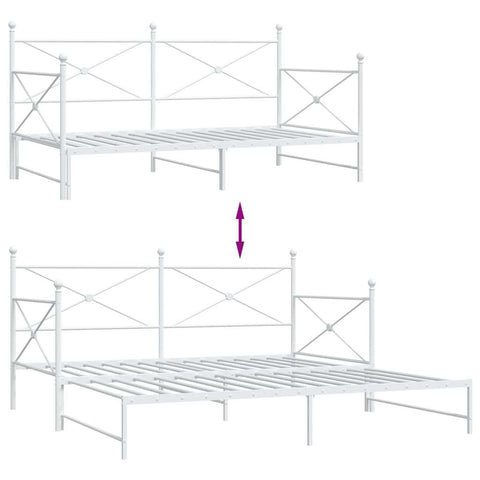 vidaXL Daybed with Trundle without Mattress White 107x203 cm Steel