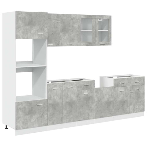 vidaXL 7 Piece Bathroom Furniture Set Lyon Concrete Grey Engineered Wood