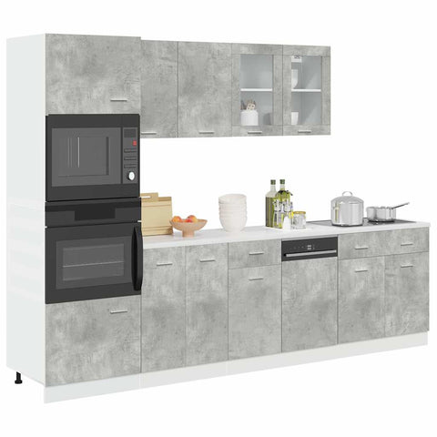 vidaXL 7 Piece Bathroom Furniture Set Lyon Concrete Grey Engineered Wood