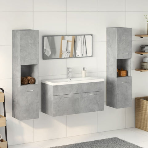 vidaXL 5 Piece Bathroom Furniture Set Concrete Grey Engineered Wood