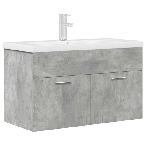vidaXL Bathroom Sink Cabinet with Built-in Basin and Faucet Concrete Grey