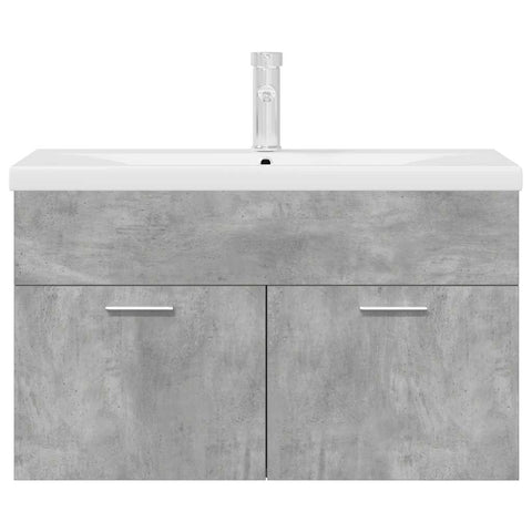 vidaXL Bathroom Sink Cabinet with Built-in Basin and Faucet Concrete Grey