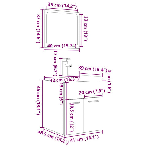 vidaXL 3 Piece Bathroom Furniture Set Concrete Grey Engineered Wood