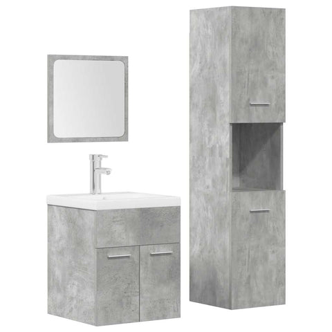 vidaXL 4 Piece Bathroom Furniture Set Concrete Grey Engineered Wood