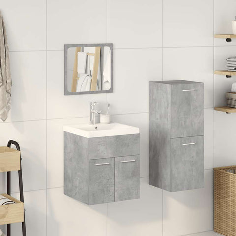 vidaXL 4 Piece Bathroom Furniture Set Concrete Grey Engineered Wood