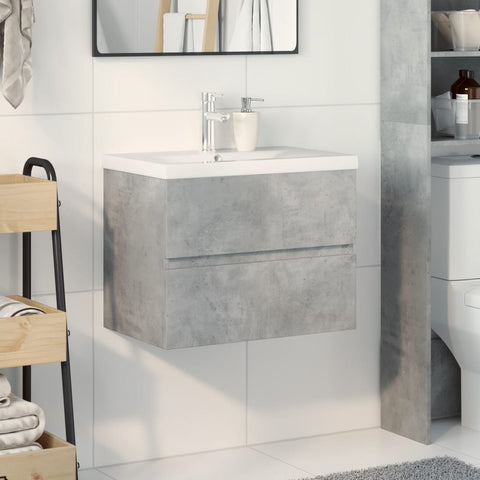 vidaXL 2 Piece Bathroom Furniture Set Concrete Grey Engineered Wood
