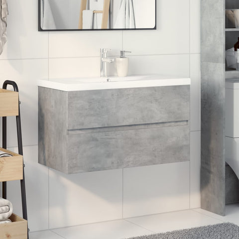 vidaXL 2 Piece Bathroom Furniture Set Concrete Grey Engineered Wood