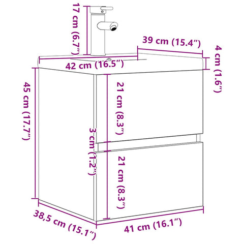 vidaXL 2 Piece Bathroom Furniture Set Concrete Grey Engineered Wood