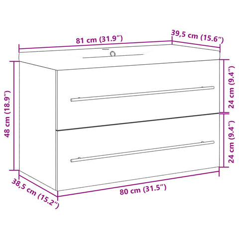 vidaXL 2 Piece Bathroom Furniture Set Concrete Grey Engineered Wood