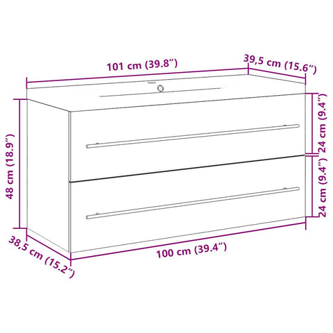 vidaXL 2 Piece Bathroom Furniture Set Concrete Grey Engineered Wood