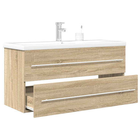 vidaXL 2 Piece Bathroom Furniture Set Sonoma Oak Engineered Wood