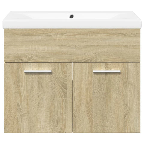 vidaXL Bathroom Sink Cabinet with Built-in Basin Sonoma Oak