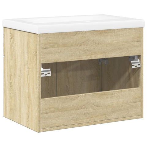 vidaXL Bathroom Sink Cabinet with Built-in Basin Sonoma Oak